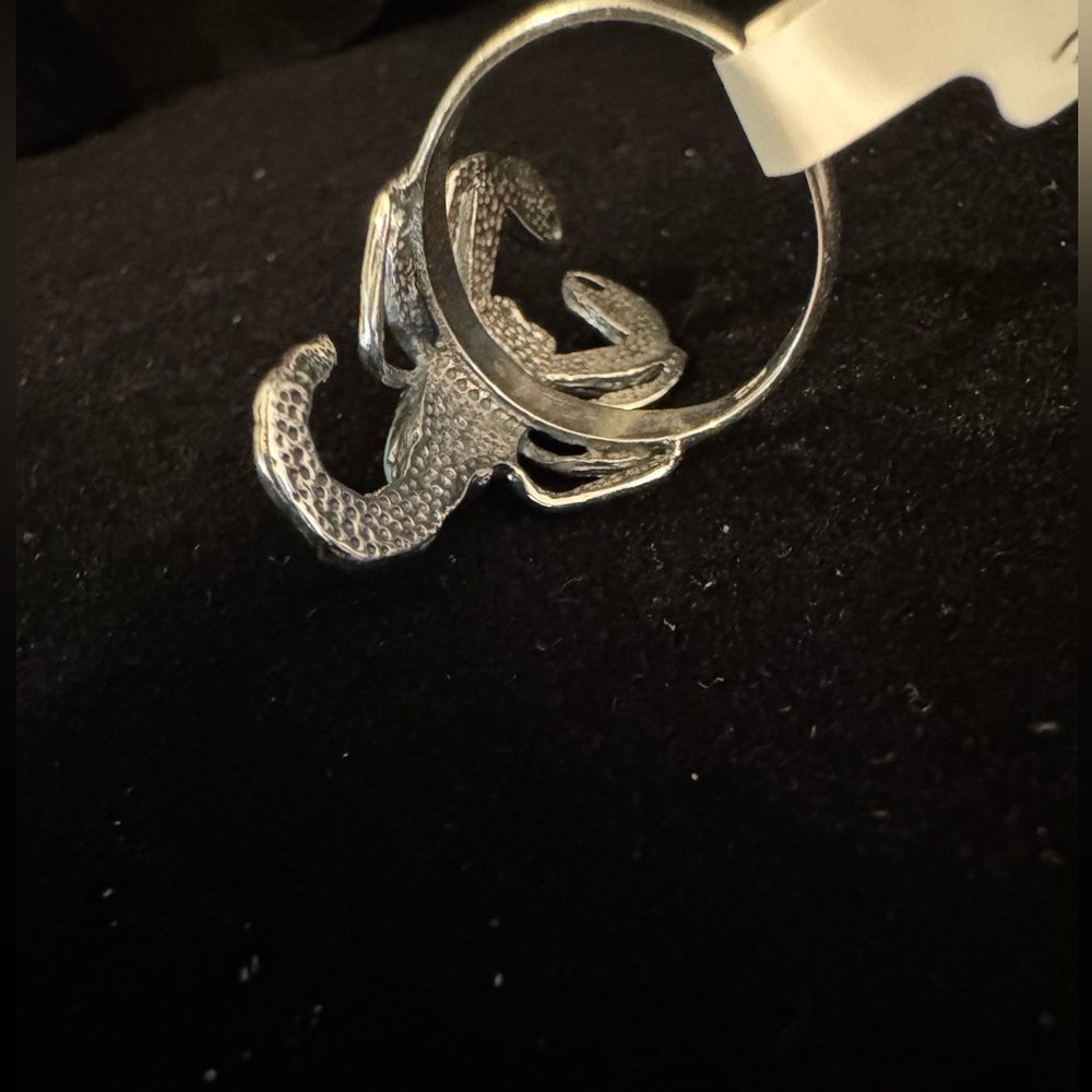 Silver‎ Scorpion Ring with Turquoise and Red coral Accents - Picture 6 of 6